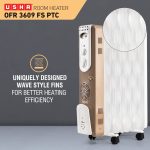 USHA 3609FS PTC 2000-Watt Oil Filled Radiator 9 fin (White) - Image 2