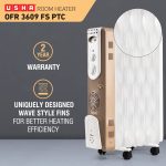 USHA 3609FS PTC 2000-Watt Oil Filled Radiator 9 fin (White) - Image 6