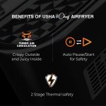 USHA Ichef Air Fryer 4.5L, 10 In 1 Functions: Air Frying, Baking, Roasting, Grilling, Thawing, Slow, Toasting And Air Drying |Turbo Air Circulation|Oil Free Cooking (Black), 1350 Watts - Image 6