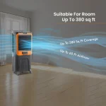 Orient Electric Ultimo 88L Desert Air Cooler For Home | Densenest Honeycomb Pads For Extra Cooling | Ice Chamber & High Air Delivery | Auto-Fill Feature | Inverter Compatible | Grey And Orange - Image 3