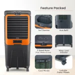 Orient Electric Ultimo 88L Desert Air Cooler For Home | Densenest Honeycomb Pads For Extra Cooling | Ice Chamber & High Air Delivery | Auto-Fill Feature | Inverter Compatible | Grey And Orange - Image 7
