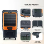 Orient Electric Ultimo 50L Desert Air Cooler with Densenest Honeycomb pads, Ice chamber & High Air Delivery | Desert Cooler for home (Grey and Orange) - Image 7