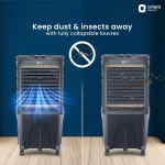 Orient Electric Tornado 88L Desert Air Cooler for home | Densenest Honeycomb Pads | Fully Collapsible Louvers, Inverter Compatible | High Air Delivery | 1 Year Warranty by Orient | Dark Grey - Image 4
