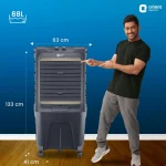 Orient Electric Tornado 88L Desert Air Cooler for home | Densenest Honeycomb Pads | Fully Collapsible Louvers, Inverter Compatible | High Air Delivery | 1 Year Warranty by Orient | Dark Grey - Image 9
