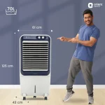 Orient Electric Knight 70L Desert Air Cooler with Densenest Honeycomb pads, Ice chamber, Dust Filter & High Air Delivery | Desert Cooler for home (Grey) - Image 10