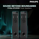 Philips Audio SPA9085 2.0CH 100W Multimedia Tower Speakers with Wireless Microphone,Multi-Connectivity Option with Supporting USB, AUX, FM,Mic & Thumping Bass with Karaoke(Black) - Image 3