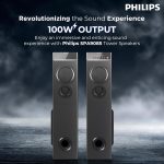 Philips Audio SPA9085 2.0CH 100W Multimedia Tower Speakers with Wireless Microphone,Multi-Connectivity Option with Supporting USB, AUX, FM,Mic & Thumping Bass with Karaoke(Black) - Image 5