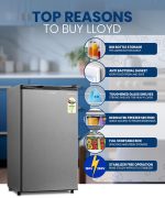Lloyd 92 L Direct Cool Single Door 1 Star Refrigerator with Dedicated Freezer Section Big Bottle StorageFull Vegetable Box (Grey Metallic) - Image 8