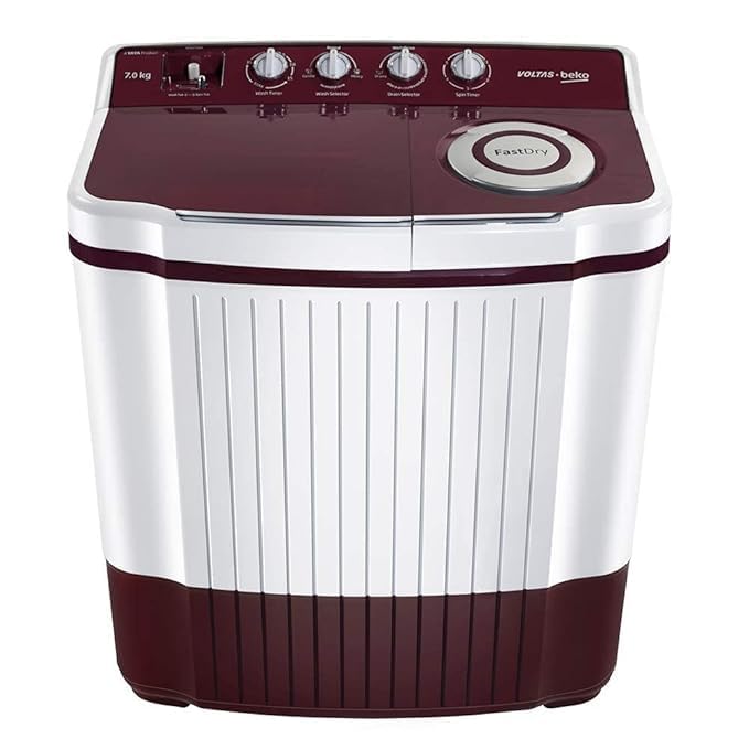 4 Voltas Beko A Tata Product 7 kg 5 Star 2024 Semi Automatic Top Load Washing Machine Burgundy(WTT70DLIM/UHAB) - Image 1