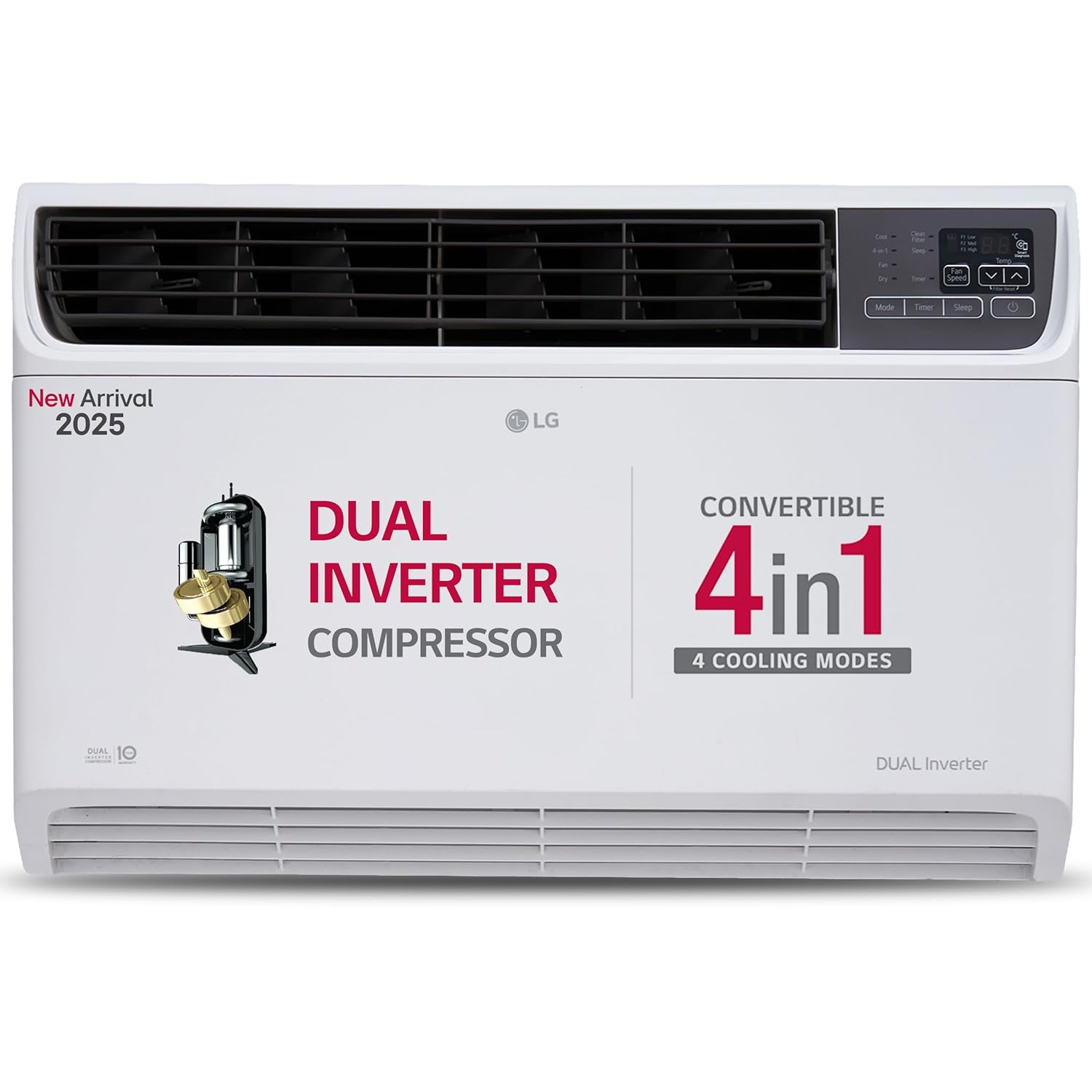 d LG 1.5 Ton 3 Star DUAL Inverter Window AC (Copper, Convertible 4-in-1 cooling, 4 Way Air Swing, HD Filter, UW-Q18WUXA, White) - Image 1