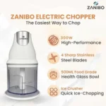 ZANIBO ZECH-300 Electric Vegetable & Fruit Chopper for Kitchen Electric Chopper with 500 ml Capacity (White) - Image 2