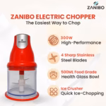 ZANIBO ZECH-300 Electric Vegetable & Fruit Chopper for Kitchen Electric Chopper with 500 ml Capacity (Red) - Image 3