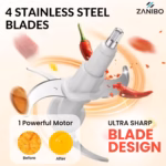 ZANIBO ZECH-300 Electric Vegetable & Fruit Chopper for Kitchen Electric Chopper with 500 ml Capacity (Red) - Image 4