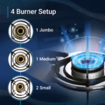 Elica 60cm 4 Burner Gas Stove | SAPPHIRE 594 CT VETRO 1J (DT SERIES) - Image 5