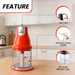 ZANIBO ZECH-300 Electric Vegetable & Fruit Chopper for Kitchen Electric Chopper with 500 ml Capacity (Red) - Image 5