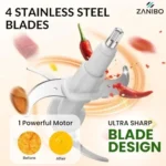 ZANIBO ZECH-300 Electric Vegetable & Fruit Chopper for Kitchen Electric Chopper with 500 ml Capacity (White) - Image 5
