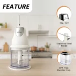 ZANIBO ZECH-300 Electric Vegetable & Fruit Chopper for Kitchen Electric Chopper with 500 ml Capacity (White) - Image 6
