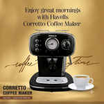 Havells Corretto Coffee Maker, Espresso/Cappuccino Machine with 15bar Pressure Pump | Thermometer Display | Frothing Function | Detachable Drip Trip | Filter Holder | Twin Brewing - Image 2